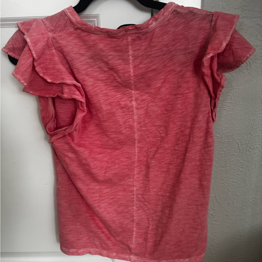 Veronica Beard Coral Ruffle Sleeve Tee